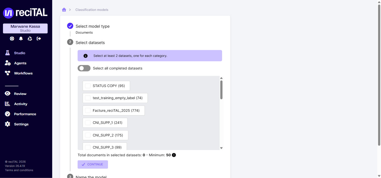 Sélection des Datasets du modèle de classification